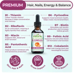 B Complex Liquid: All 8 B Vitamins +Natural Stress & Energy