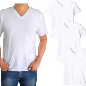 216 Pieces Mens Cotton V Neck Undershirt Assorted Sizes M To 2x White - Solid T-Shirts