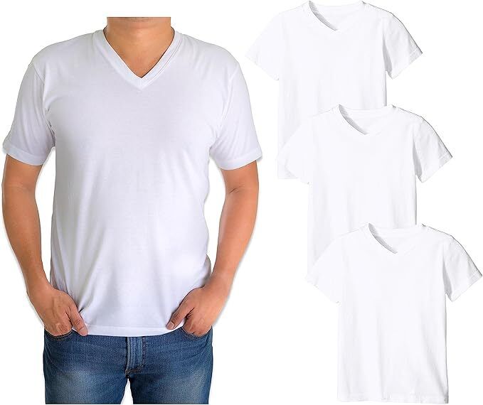 216 Pieces Mens Cotton V Neck Undershirt Assorted Sizes M To 2x White - Solid T-Shirts